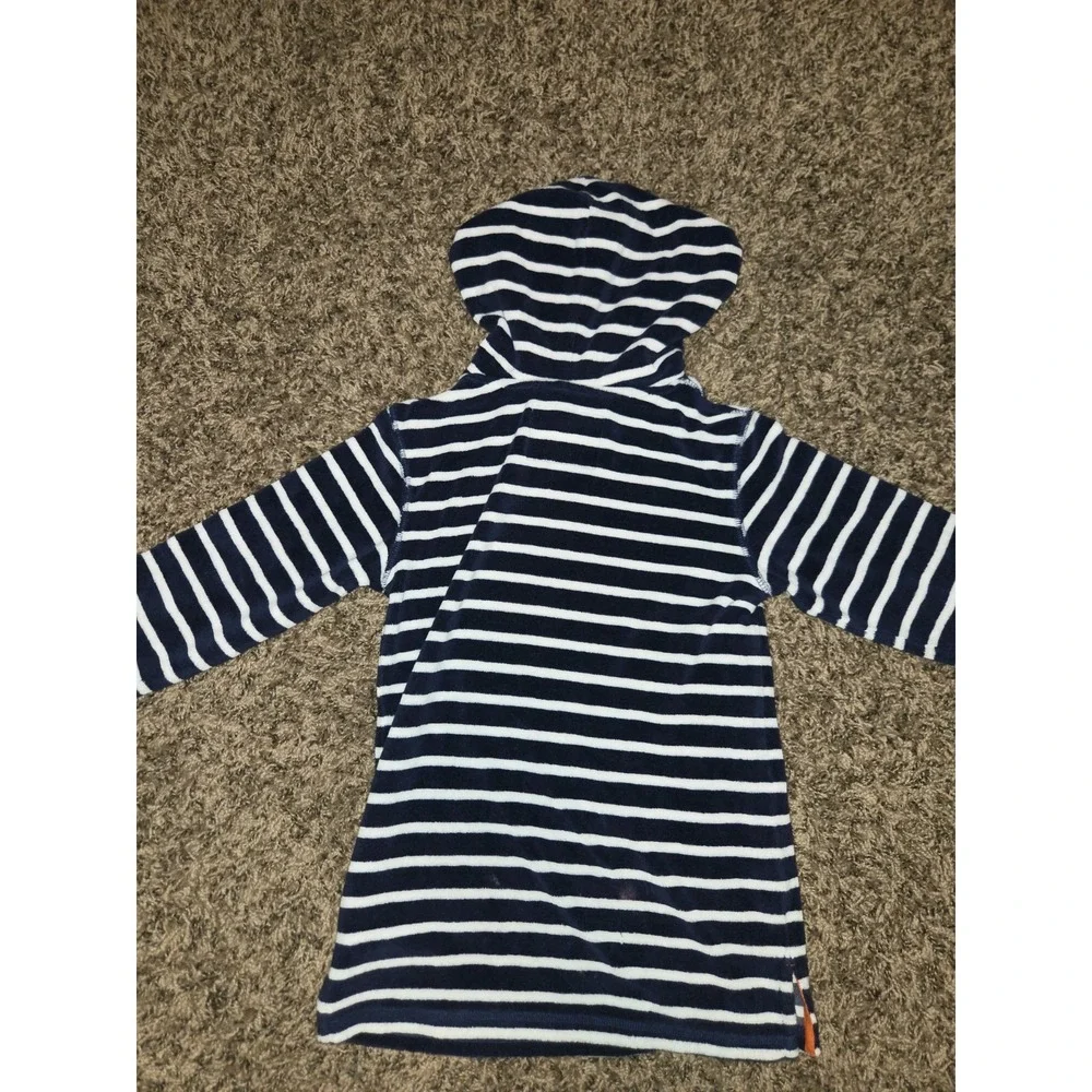 Mini Boden Kids Striped Terry Cloth Hoodie Pullover Orange Lining Size 4-5 Years